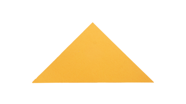 Blank yellow triangle adhesive paper sticker label isolated on transparent background - Powered by Adobe