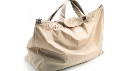 Beige travel duffel bag
