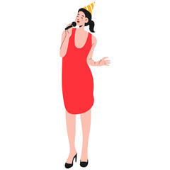 Illustration of People Celebrate New Year. Vector Cartoon Character.