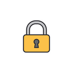 Yellow padlock symbol with a keyhole for security concepts  