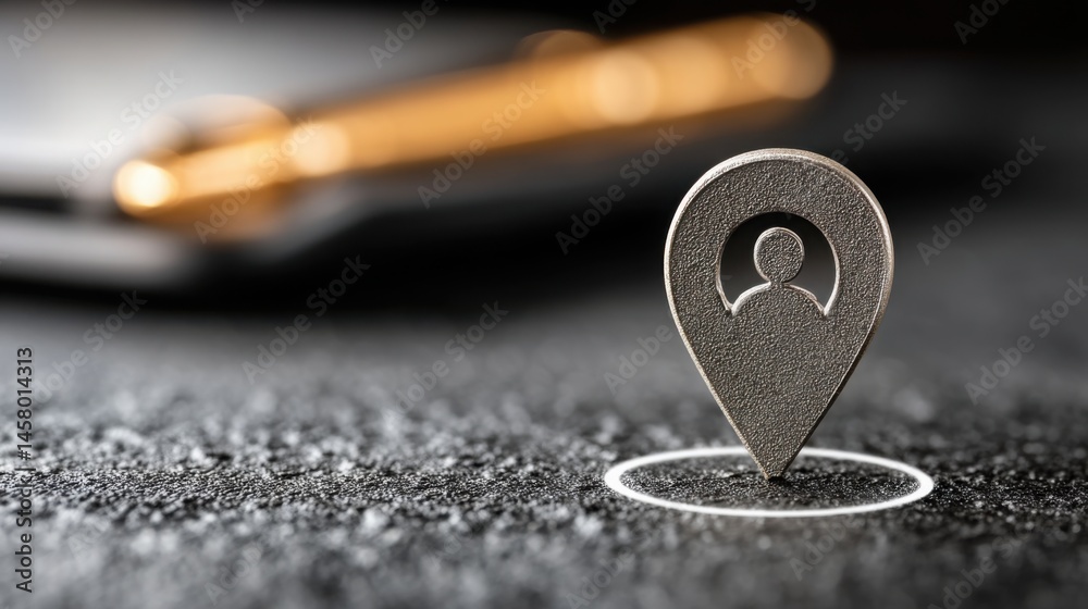 Poster bright red pin placed on a map highlighting a specific location with clear visual representation of 