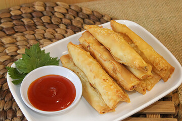 Fried spring rolls. Deep fried crispy spring rolls