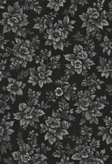 Fototapeta premium Small charcoal floral repeat pattern Perfect for home decor and textiles , dark grey, elegant, flowers