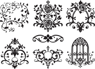 A set of elements, symbols, ornaments, mandalas. Hand drawn vector illustration	