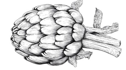 Fototapeta premium Hand-drawn illustration of a whole artichoke head.