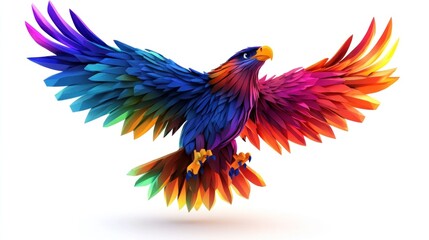 Colorful, soaring eagle graphic design