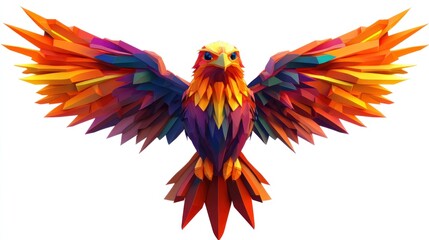 Fototapeta premium Colorful geometric eagle in flight (1)