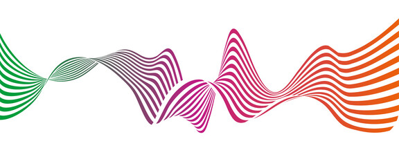 minimalist colorful abstract wavy lines of green blue red and orange color isolated on transparent background. minimalist musical wallpaper background with copy space