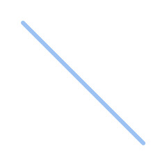 close up of a straw, blue straw isolated on white background