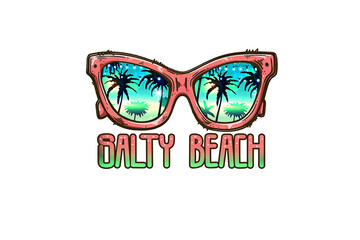 Salty Beach - Sunglasses and Tropical Vibes" Summer PNG Sublimation Design

