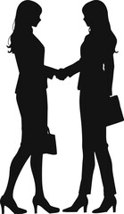 Silhouette of two professionals shaking hands, symbolizing agreement, partnership, and business collaboration.