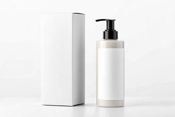 Minimalist Beige Bottle with White Label and Box