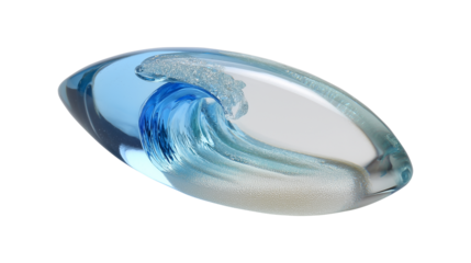 Ocean inspired glass art with breaking wave