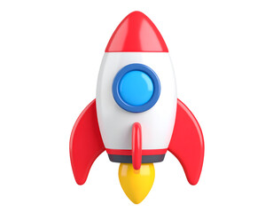 Adorable 3D Cartoon Rocket Ready for Launch Illustration