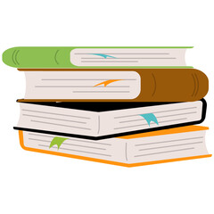 Pile Of Books. Isolated pile books collection for school or library concept vector illustration.