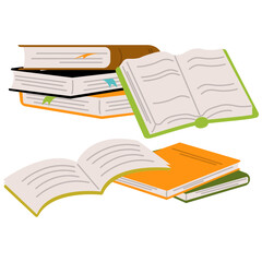 Pile Of Books. Isolated pile books collection for school or library concept vector illustration.