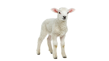 Fototapeta premium Fluffy Lamb Standing Isolated on Transparent Background