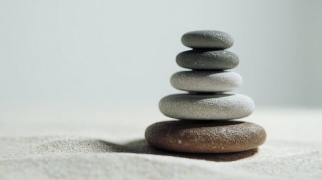 Natural stack of rocks symbolizing a calm and peaceful investment approach for achieving financial stability and growth