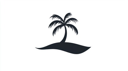 Silhouette Palm Tree on Island, Simple Graphic Design, Suitable for Branding or Website