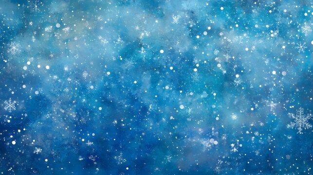 Winter's night sky background filled with snowflakes. - Powered by Adobe