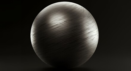 メタリックなブラッシュドシルバーの磨き上げられた大きな球体