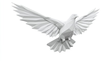 Naklejka premium Geometric white dove in flight