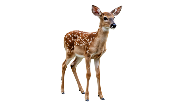 Young Deer Fawn Isolated on Transparent Background