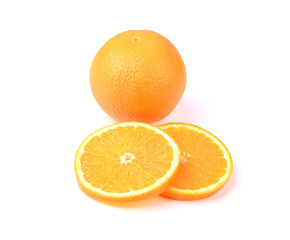 Half slide of orange or Navel orange isolated on white background