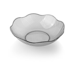 glass tray , bowl with wavy curved edges ,round tray with wavy edges on white background