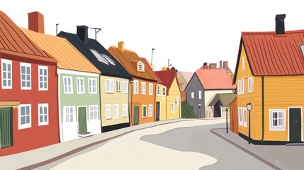 Charming European town street scene