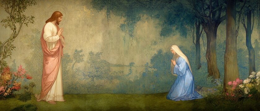 Jesus Appears to Mary Magdalene in Garden of Resurrection Hope and Divine Encounter