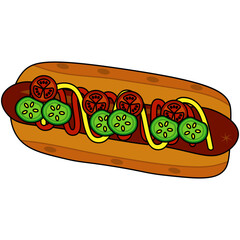 Hot Dog Illustration. Set of hot Dog Cartoon Vector Icon Illustration.