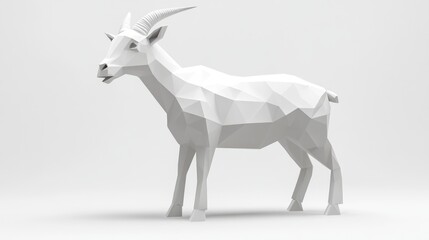 Fototapeta premium 3D polygonal white goat model