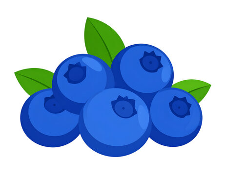 blue blueberries with green leaves clip art preview