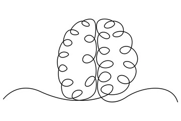 Continuous One line drawing of a stylized brain, perfect for medical or design projects
