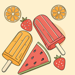 Realistic Fruit Popsicle Set &ndash; Summer Frozen Treats