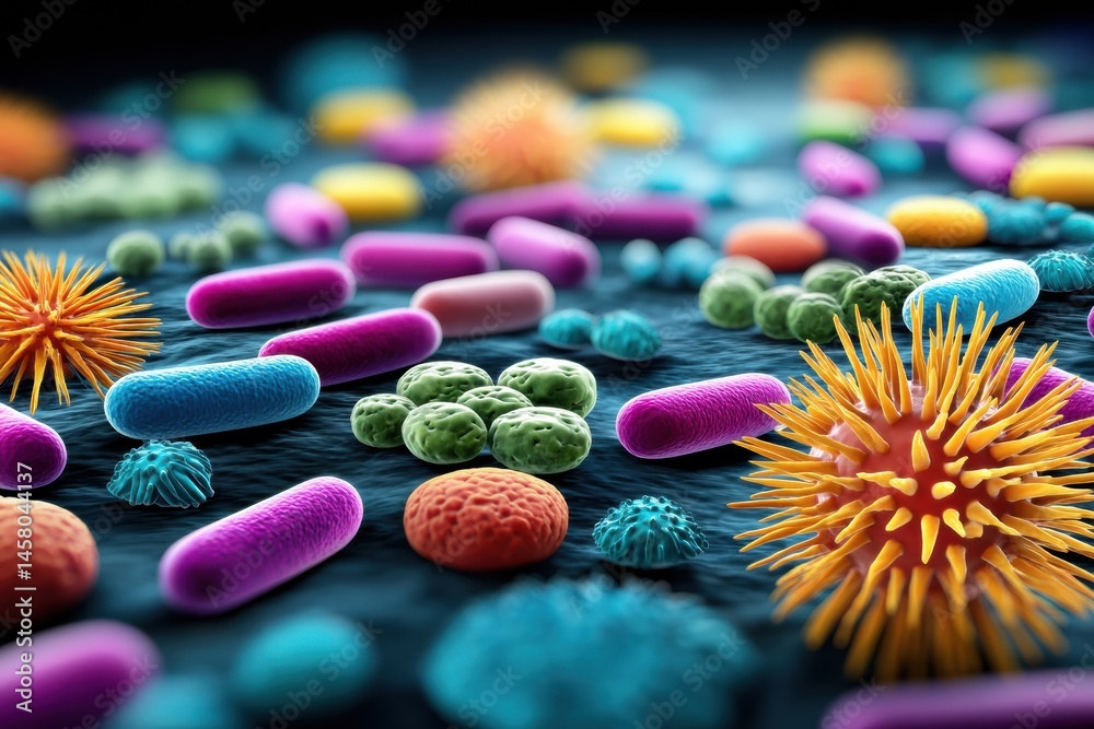 Aufkleber superbug bacteria show resistance to antibiotic treatment in a detailed microscopic view generative 