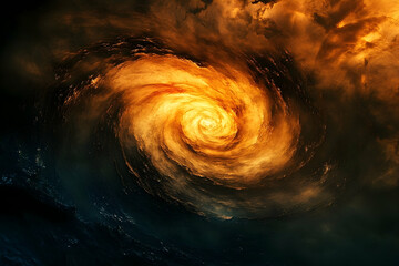 Fototapeta premium A swirling, fiery nebula in a dark cosmos.