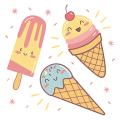 Summer Ice Cream Pattern Elements Vector, 