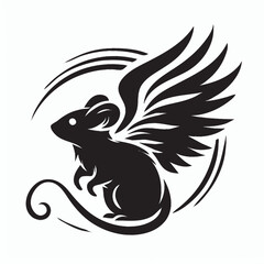 Silhouette of a mouse peeking from a hole, bold and simple logo concept, black vector