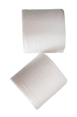 Two rolls of white tissue paper or toilet paper in stack isolated on white background with clipping path