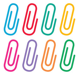 Paper clip icons isolated on white background.