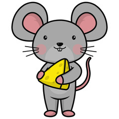 Cute Mouse Cartoon Character. Isolated on White Background.