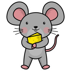 Cute Mouse Cartoon Character. Isolated on White Background.