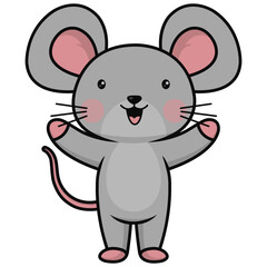 Cute Mouse Cartoon Character. Isolated on White Background.