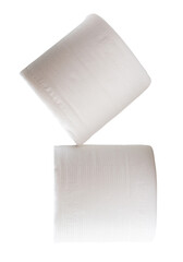 Two rolls of white tissue paper or toilet paper in stack isolated on white background with clipping path