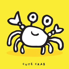 Cute doodle crab, Hand drawn of crab, cute animal