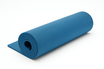 A vibrant blue yoga mat rolled out and ready for practice. Perfect for fitness enthusiasts seeking a comfortable and stylish mat for yoga, Pilates, or stretching exercises.