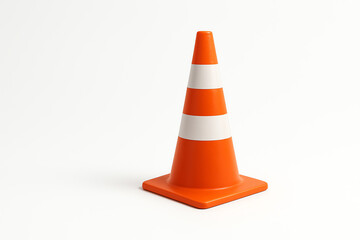 An orange traffic cone with white stripes, isolated against a clean background