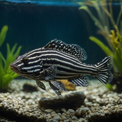 Obraz premium Zebra Pleco’s Striped Majesty